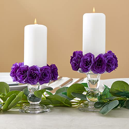 Bright Creations Artificial Flowers Stemless Silk Rose Heads - 2 in, 75 Pack, Purple - Wedding & Bridal Shower Decorations - Centerpiece Table Decorations & Flower Wall Backdrop
