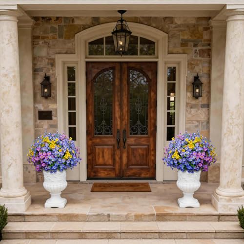 Artificial Plants & Flowers Outdoor 16 Bundles Fade Resistant Wildflowers Fake Daisy Outside Colorful Flowers Spring Summer Decorations for Planter Front Porch Decor(16 Bundles 3 Colors) - color: 16 Bundles 3 Colors