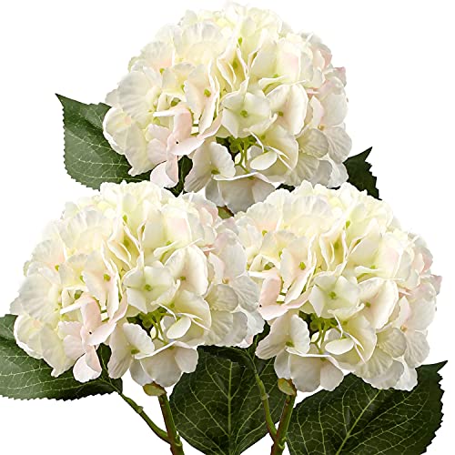 DILATATA 21" Artificial Hydrangea Long Stems Silk Hydrangea Flowers for Home Table Centerpieces Fake Flowers Arrangements Wedding Bouquets DIY Decorations-3PCS White Pink Hydrangeas - color: White Pink, size: 3PCS