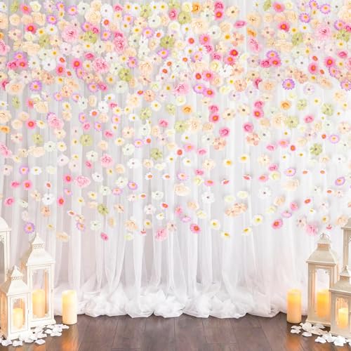 310Pcs Fake Flower Heads Mini Artificial Flower Bulk Silk Flowers for Decoration Small Faux Flower Heads Fabric Daisy Buds Floral for Crafts DIY Wedding Party Baby Shower Home Decor (Light Colors) - color: Light Colors