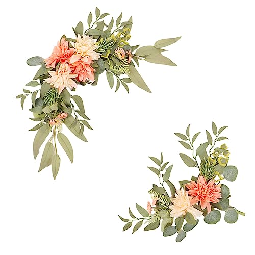 GOLDY&WENDY Artificial Wedding Sign Flower Swag (Pack of 2) for Wedding Party Reception Entrance Welcome Sign Silk Home Decor - color: C4-dahlia