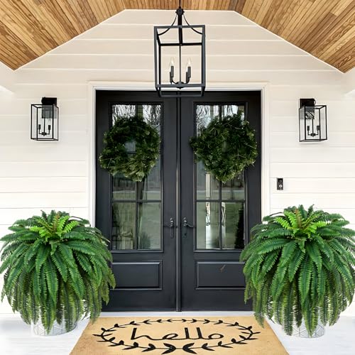 Waipfaru 60'' Large Fake Ferns, UV Resistant Artificial Outdoor Plants, Faux Greenery Plants, Realistic Boston Ferns with 96 Fronds for Front Porch Home Garden Patio Forest Decor