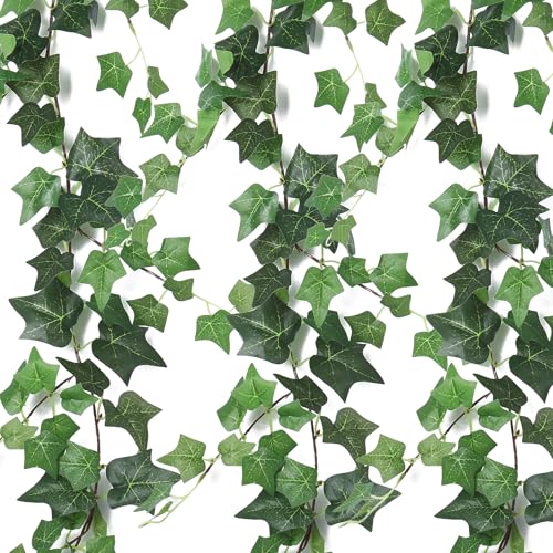 RECUTMS 6 Strands Artificial Vines Ivy Garland 6.3Ft Fake Ivy Garland with Silk Leaves Faux Hanging Plants Greenery Vines for Summer Home Wall Wedding Graduation Party Room Indoor Outdoor Decor(lvy) - color: Green-dgy6pcs