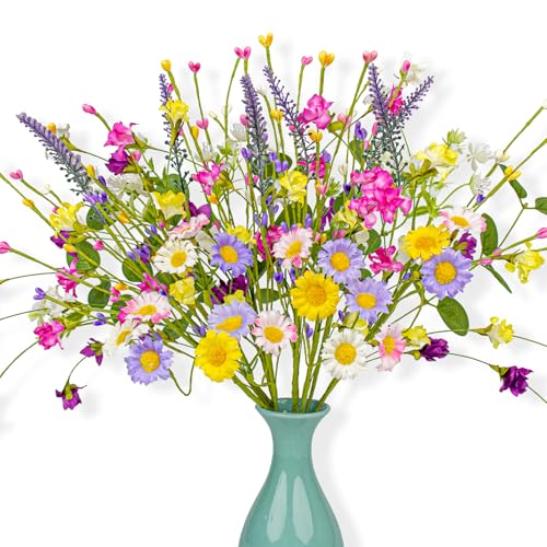 12 Pack Spring Floral Picks 17 Inch Artificial Flower Stems Colorful Spring Flowers with Pip Berries for Vases Centerpieces Sprimg Summer Flower Arrangements and Easter Decor