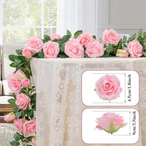 U'Artlines 5 Pack Artificial Pink Rose Vines Floral Garlands Total 32.5 Ft Fake Vine Silk Flower Garland for Indoor Outdoor Home Wedding Arch Garden Wall Decoration - color: Pink, size: Set of 5