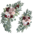Ponatia Wedding Arch - Artificial Burgundy & Dusty Rose & Blush Flowers (Pack of 2) for Wedding Welcome Signs, Ceremony & Reception - color: Burgundy & Dusty Rose & Blush