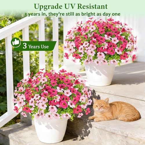 Elyum Artificial Flowers for Outdoors, 9 Bundles Artificial Plants & Flowers Outdoor, UV Resistant Faux Flowers Outdoor Fake Flowers for Outside Porch Window Box Decoration(Mixed Color) - color: Mixed Color, size: 9 Pack