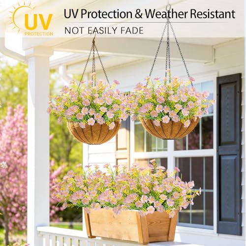 MACTING Artificial Flowers for Outdoors 6 Bundles UV Resistant Fake Flowers No Fade Faux Outdoor Plants for Indoor Outside Planters Garden Porch Yard Window Pot Home Summer Decorations,Light Purple - color: Light Purple, size: 6PCS