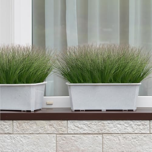 Ttranewsoo 24PCS Realistic Minimalist Artificial Grass, Green, 17 inches, Plastic, Perfect for Indoor and Outdoor Decoration - color: Dark Green24