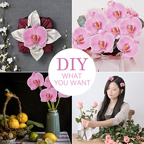 LARDUX 20 PCS Artificial Orchid Flower Heads - Fake Butterfly Flower Heads Faux Flower Head Bulk for Cakes Hair Accessories Headbands Hats Wedding Crafts Decoration - Pink - color: Pink