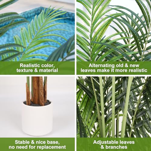 Faux Palm Tree 6.6Ft Tall Artificial Plants Indoor Silk Green Floor Big Large Fake Potted Plant Artificial Decor for Home Office Living Room Outdoor