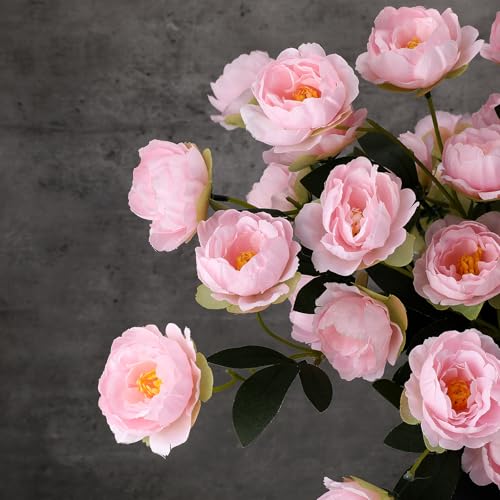 6 Pcs 32" Large Light Pink Artificial Peonies Stems Flowers, Real Look Faux Silk Peony Bouquet 42 Heads Total for Vase Filler, Farmhouse Rustic Neutral Home Decor, Wedding Centerpieces - color: Light Pink