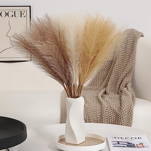 Wertuirk 30pcs Pampas Grass Decor - 24 Inch Boho Home Decor, Artificial pompas Floral, Small Faux Pompous Grass for Table Centerpieces, Wedding and Baby Shower Decorations - color: B Taupe & Beige & Khaki, size: 30 Pieces