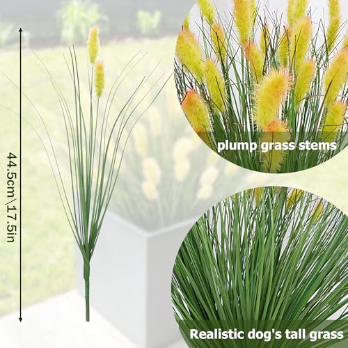 GTIDEA 24pcs Artificial Grass Plants 17.5in Faux Ornamental Grass Stems for Outdoor Planters Home Garden Porch Decor - color: 24pcs-orange