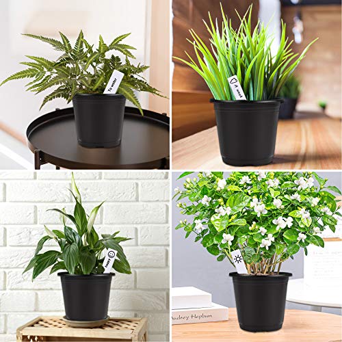 Augshy 110 Pcs 0.5 Gallon Black Plastic Plant Nursery Pots 6 Inches Seed Starting Pots Containers with 110 Labels - size: 6 Inches