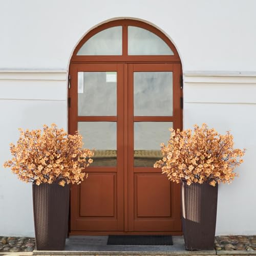 Babys Breath Artificial Flowers Fall Flowers, 8 Bundles Real Touch Light Brown Fake Flowers Silk Flowers Bulk for Vase Home Office Wedding Indoor Outdoor Centerpiece Table Decorations - color: Light Brown, size: 8 Bundles