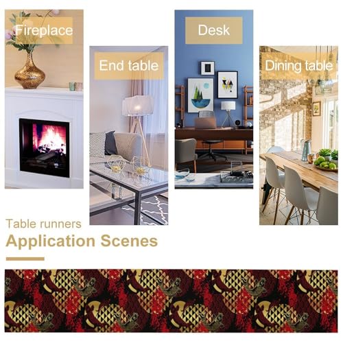 Japanese Table Runner, Oriental Traditional Koi Fish Art Printed Table Runner for Home Kitchen Dining Cafe Party Holiday 13x36in - color: Aisa-10, size: 13x36in