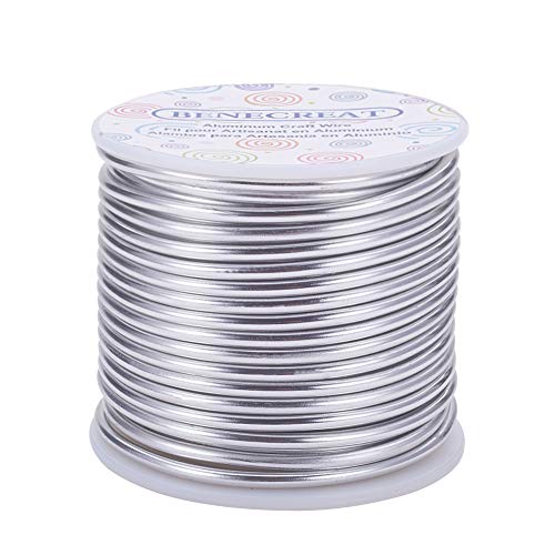 BENECREAT 9 Gauge Jewelry Craft Aluminum Wire 55 Feet Bendable Metal Sculpting Wire for Craft Floral Model Skeleton Making, Plant Gardening, Silver - color: Silver, size: 9 Gauge