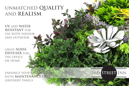 3rd Street Inn Artificial Greenery Wall Panels for Privacy - 12-Pack - color: Coastal Haven Succulent Mix