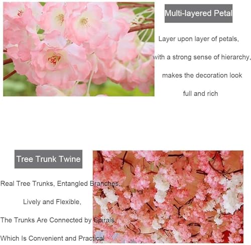 Artificial Cherry Blossomtree Handmade with Cherry Blossom Branches for Indoor Landscaping Wedding Decorations Outdoor Hotel Decoration (001, H3.9ftxL3.2ft) - color: 001, size: H3.9ft*L3.5ft