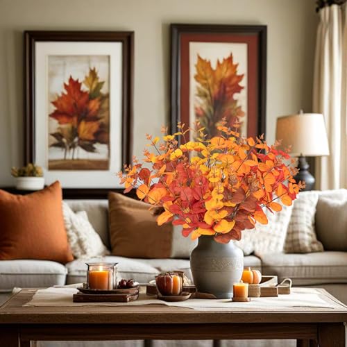 Yen Jean 10PCS Fall Decorations for Home Autumn Artificial Flowers Bouquet - Thanksgiving Fake Stems Plants Indoor Decor Outdoor Party Supplies - style: fall stems-2