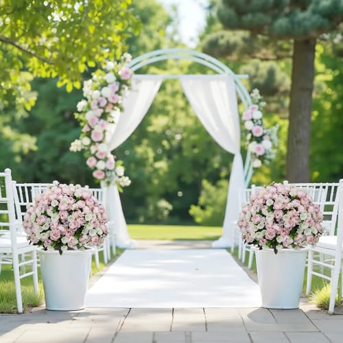 24" Artificial Potted Flowers for Outdoor, Faux Lilac Silk Peonies | Set of 2 UV Resistant Fake Outdoor Plants & Flowers in Cement Pots for Outside Front Porch Home Indoor Decor - color: Blush Lilac, size: 24" Luxury Peony