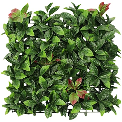 E&K 6Pcs 20" x 20" Artificial Grass Wall Panels, Faux Boxwood Greenery Backdrop Decor, UV Protected Privacy Hedge Screen for Indoor Outdoor (Photinia) - color: Photinia