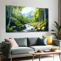 SSNEEKNDG Green Forest Large Wall Art for Living Room Tree Pictures Landscape Mountain Artwork for Bedroom Office Kitchen Canvas Prints 24"x48" - size: 24"L x 48"W