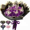 Thiccywoov 36 Pcs Glitter Roses Bouquet Graduation Artificial Rose DIY Flower Bouquet Kit Flower Wrapping Paper 3D Butterflies Crowns for Mom Mother Teacher Birthday (Purple) - color: Purple