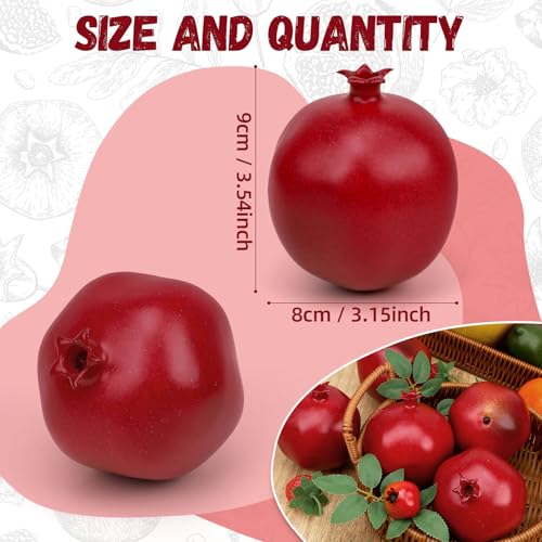 Gresorth 6 Pcs Lifelike Artificial Pomegranet Decoration Fake Pomegranate Fruit Home Party Kitchen Festival Show - color: Pomegranate