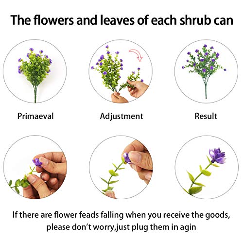 Artificial Flowers Outdoor Fake Flowers - 20 Bundles UV Resistant Faux Plastic Flowers Outdoors Greenery Shrubs for Outside Indoor Decoration(Purple) - color: Purple, size: 20 Bundles