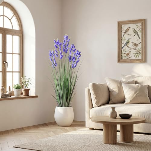 Ttranewsoo Green Onions Home Decor Fake Plants Lily of The Valley Snake Plant Home DéCor Accents Artificial Grass Room Decor Artificial Plants Indoor Artificial Grass 47“ 1 Pack（Purple） - color: Purple-1pcs