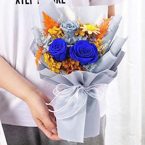 lovenfold Flowers for Delivery Prime,Preserved Flowers Bouquets,Blue Rose Bouquets That Last 1-3 Years,Birthday Flowers Gifts for Women Mom Grandma Wife Friends - color: BLUE