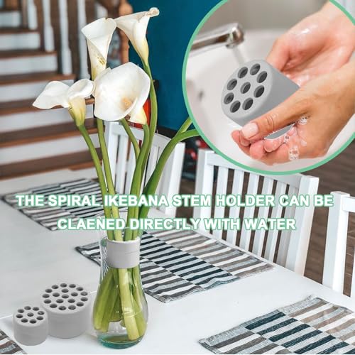 4 Pack Flower Arrangement Holder for Vase, Spiral Blossom Grid Flower Frog Stem Support, Ikebana Bouquet Tool (Clear) - color: Clear-4p