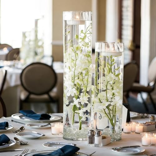 12 Pack Glass Cylinder Vases for Flower 16 Inch Tall Clear Centerpieces Bulk Vase Hurricane Floating Candle Holder for Table Home Decoration Wedding Holiday Floral Shelf Party Dining Decor - size: 16 Inch