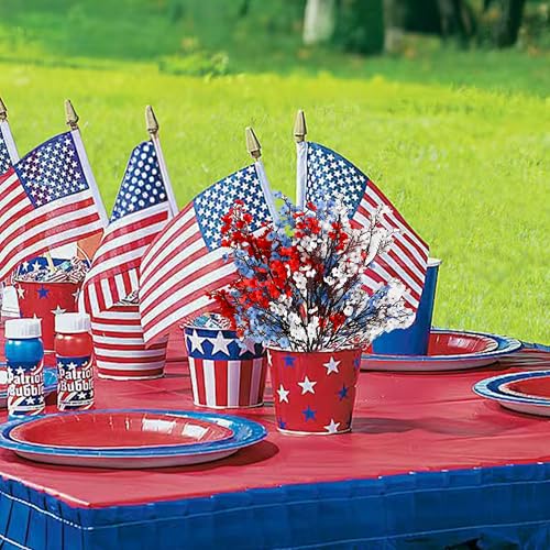 ONLY ART Red White Blue Silk Baby’s Breath Flowers – 6 Bundles, 18.7" Faux Florals with Flexible Stems for New Year and Valentine's Day Elegant Home, Wedding & Event Décor - color: Red White Blue