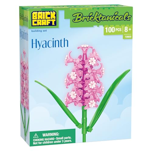 Bricktanicals Hyacinth Building Set - 100 Piece Pink Flower Brick Build Kit for Adults & Kids 8+ | Perfect Valentine's Day Beautiful Botanical Display | Home Décor Flower - style: Hyacinth Spring