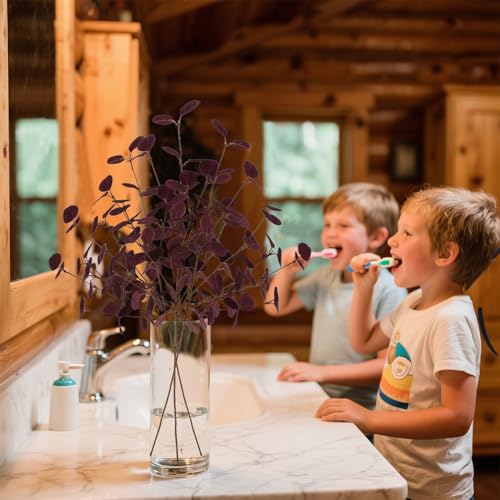 4PCS 24" Burgundy Metallic Fake Eucalyptus Stems Artificial Eucalyptus Leaves for Fall Leaves Thanksgiving Decor, Christmas Living Room Vase Decor - color: Burgundy