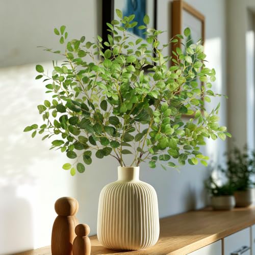 5Pcs Artificial Eucalyptus Stems Eucalyptus Leaves 27.5"（Green） | Greenery Stems Fake Leaves Fake Plants Artificial Plants Indoor Silk Greenery Applicable to Indoor Home Decor Farmhouse Decor - color: Green-yjl5