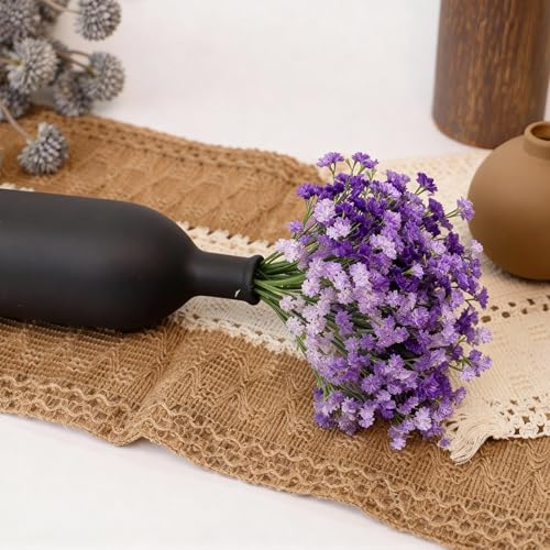 6 Pcs Babys Breath Artificial Flowers, Fake Babys Breath Flowers for Wedding Floral Arrangement Party Decor, Purple - color: Purple