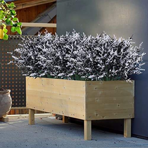 Artificial Plants Spring Black Artificial Outdoor Flowers UV Flowers Outdoor Artificial Greenery for flower arrangements Indoor Outside Hanging Plants Garden Porch Window Home Farmhouse Décor(B+W) - color: Black+white, size: 12 Bundles