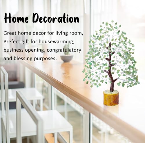 Crocon® Green Jade Crystals and Healing Stones Tree, Birthday Gifts for Women, Sister Birthday Gifts, Crystal Tree of Life for Positive Energy, Home Office Decor, Spiritual Gift for Women & Men - color: Green Jade (Silver Wire)