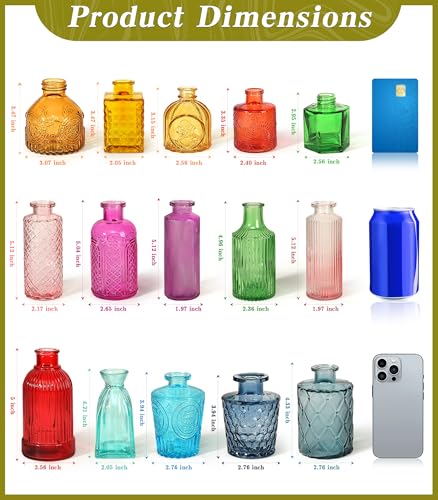 Set of 30 Colorful Glass Bud Vases - Small Textured Flower Vases for Centerpieces, Wedding Table Decor, Retro Home Decor Bulk Vase Set for DIY, Events & Gifts - color: Colorful