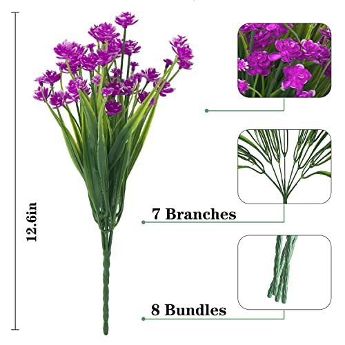 Artificial Flowers for Outdoors,20 Bundles UV Resistant Outdoor Fake Daffodil Flowers,Artificial Faux Plastic Outdoor Flowers Greenery Shrubs Plants for Indoor Outside Decor(Fuchsia) - color: Fuchsia, size: 20 Bundles