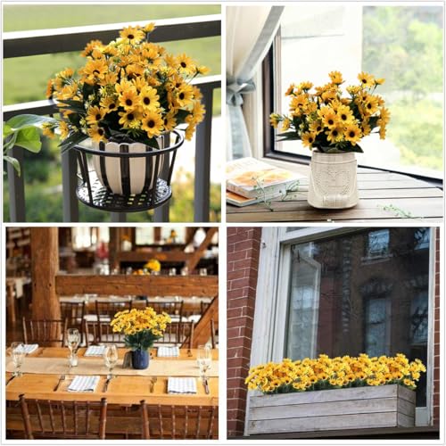 CATTREE Artificial Flowers, Sunflowers Fake Flower Silk Helianthus Plastic Plants Wedding Bridal Bouquet Party Indoor Outdoor DIY Home Garden Kitchen Table Centerpieces Arrangements Decoration 8 Pcs - color: Sunflower/8pcs