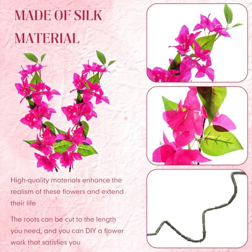 30 Pcs Artificial Faux Bougainvillea Fake Flower Silk Bougainvillea Branches UV Resistant Outdoor Indoor Decoration for Wedding Home Centerpieces Outside Decor (Rose Purple) - color: Rose Purple