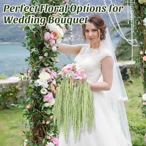 Suncalla 12 Pcs 24 Inch Light Green Dried Amaranthus Hanging Flowers Amaranthus Artificial Flowers for Wedding Arch Bouquet Floral Garland Wall Home Decoration - color: Light Green