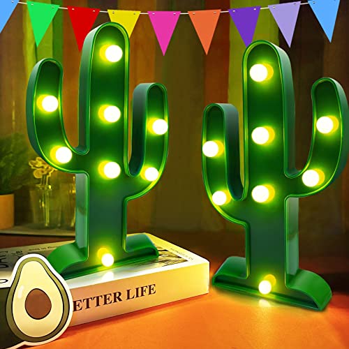 Extra Large - 2 Pack LED Cactus Light Cinco de Mayo Decorations 10 x 5.5 Inch Cactus Decor Mexican Fiesta Party Decorations Cute Night Lamp for Table Kids' Room Bedroom Living Room Gift Party Home - size: 2 Pack-10 x 5.5 Inch