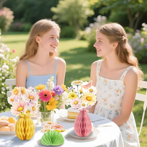 Hopecore 9 PCS Daisy Flowers Centerpieces Daisy Flowers Birthday Party Decorations Honeycomb Table Centerpieces Supplies for Home Wedding Baby Shower Decor - color: Daisyflower