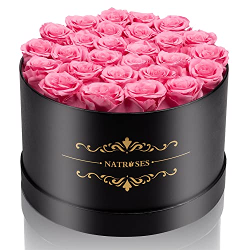 NATROSES Gifts for Her 27 Piece Forever Preserved Roses in a Box, Preserved Flowers for Delivery Birthday, Flowers Gifts for Mothers Day, Pink - color: Pink, size: 27 Roses